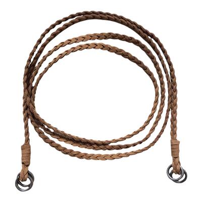 深咖啡色牛皮绒细腰绳女编织流苏