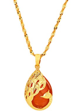 katilove沙金水滴红宝石锁骨链礼