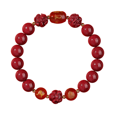 【普陀山直发】本命年三合六合手串正品女款生肖属相化解朱砂手链