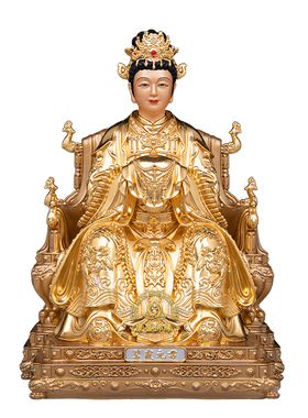 铜贴金碧霞元君神像中式家用摆件