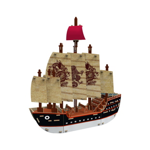 木质郑和宝船模型3diy红船立体拼图仿真龙舟儿童益智拼装潮玩帆船