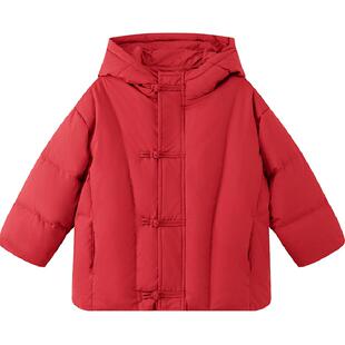 左西童装男童羽绒服红色拜年服加厚儿童冬装2025新款男孩中式外套