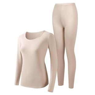 秋衣秋裤套装女士纯棉修身打底内穿保暖内衣全棉毛衫美体大码薄款