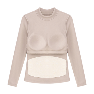 可外穿加绒加厚德绒半高领带胸垫免穿文胸女士保暖内衣上衣打底衫