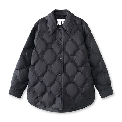 LILY中长款经典格纹羽绒服外套