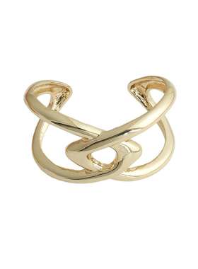 金色宽边素圈交叉手镯女款开口镯