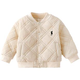 婴儿加绒夹棉袄保暖宝宝棒球服冬装男童外套秋冬季儿童开衫上衣服