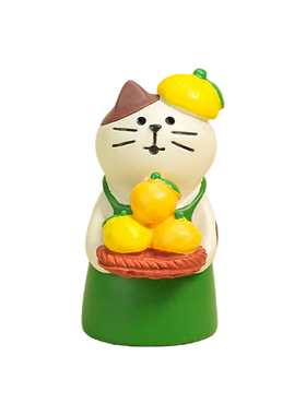 可爱猫咪柠檬树脂桌面公仔摆件