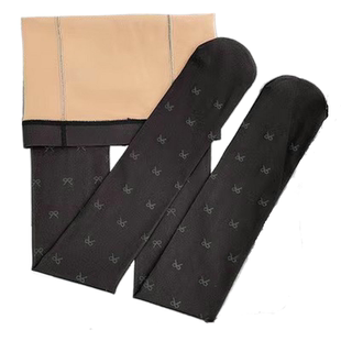 假透肉黑丝春秋款80克打底裤女黑色丝袜薄款爱心连裤袜字母打底袜