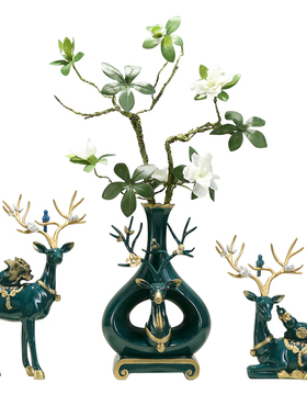 鹿摆件美式客厅酒柜玄关家装