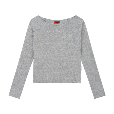 GOODBAI GOODEES烫钻logo一字领长袖T恤