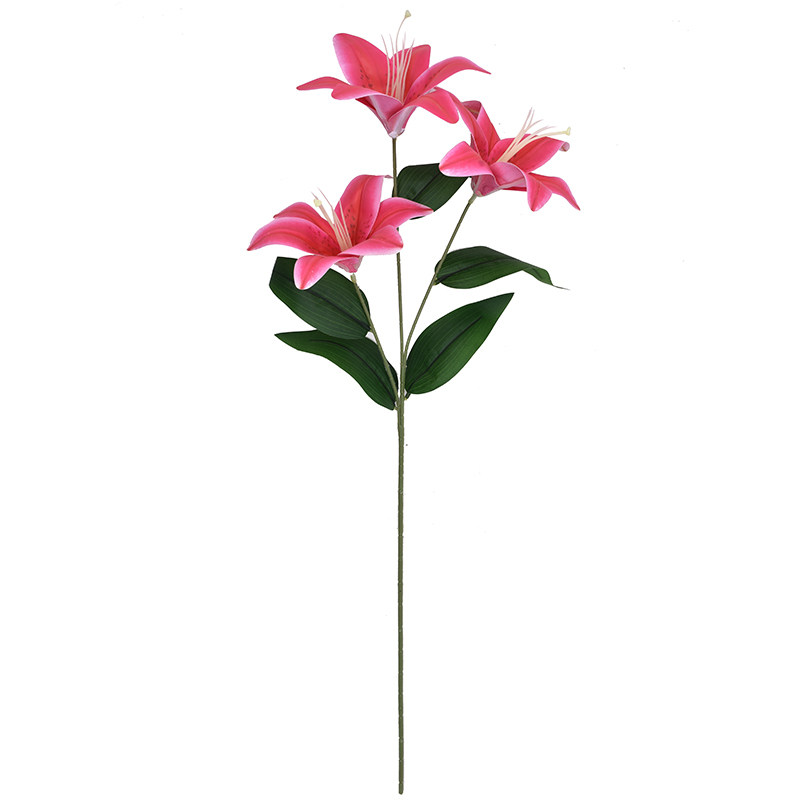 仿真百合花枝3D立体高档带叶假花