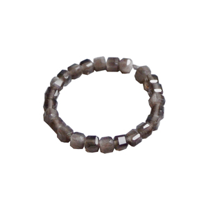 Ciel原创手工天然银曜石戒指2mm方糖珠小方块指环关节戒尾戒男女