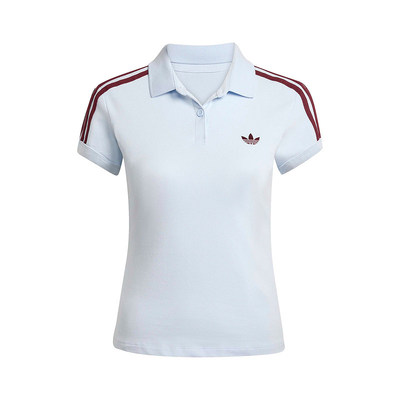adidas女三条杠POLO领短袖T恤