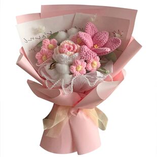 毛线玫瑰郁金香钩织花束编织花成品生日毕业礼物送女友老师教师节
