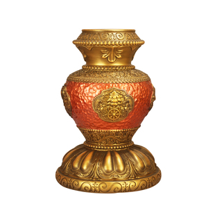 八吉祥彩绘长柄手摇转金轮底座彩绘树脂转经简座子锡杖家用大号