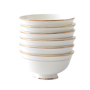 金边碗四只装高脚碗5英寸家用二大碗6英寸骨瓷碗欧式碗陶瓷小汤碗