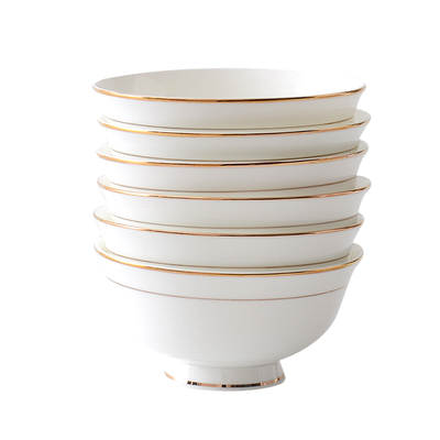金边碗四只装高脚碗二6英寸陶瓷