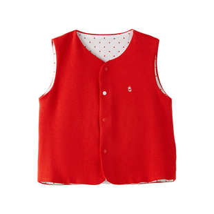 米乐熊宝宝马甲婴儿秋冬莫代尔红色背心儿童童装保暖衣服坎肩上衣
