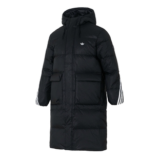 阿迪达斯三叶草羽绒服男女装冬季新款长款羽绒外套连帽运动服夹克