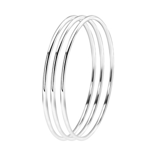 9999纯银三生三世手镯女足银三个圈三环镯子手环闭口新款实心饰品