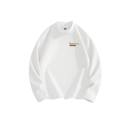 真维斯白色德绒打底衫男半高领冬季长袖t恤男保暖内衣男款上衣L