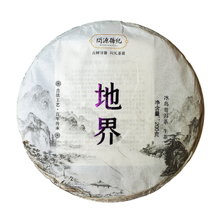 冰岛地界普洱茶问源号纪生普古树茶云南勐库冰岛五寨生茶饼茶200g