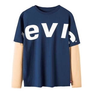Levis李维斯童装男童长袖t恤2026秋装新款儿童上衣假两件运动卫衣