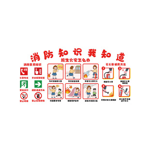 幼儿园环创主题墙成品消防安全知识文化楼梯墙面装饰画托管班走廊