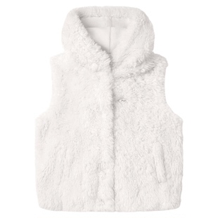 PSO Brand女装连帽白色背心保暖毛绒马甲女款休闲坎肩外套冬季