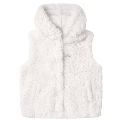 PSO Brand女装连帽白色背心保暖毛绒马甲女款休闲坎肩外套冬季