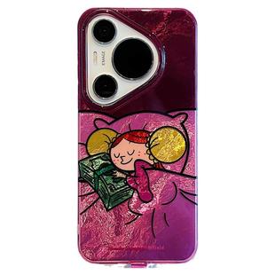 拓岚 适用华为pura70pro+新款手机壳双层渐变紫色p60趣味卡通可爱女孩mate80/70/60/40pro挂绳硅胶防摔保护套