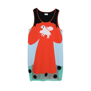 【商场同款】MOVEUP幻走2025夏季新款圆领无袖涂鸦章仔连衣裙