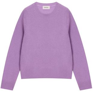ERDOS 圆领翻花肌理羊绒衫女秋冬紫色宽松慵懒针织毛衣