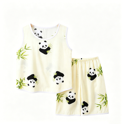 夏季儿童棉绸人造棉家居服套装