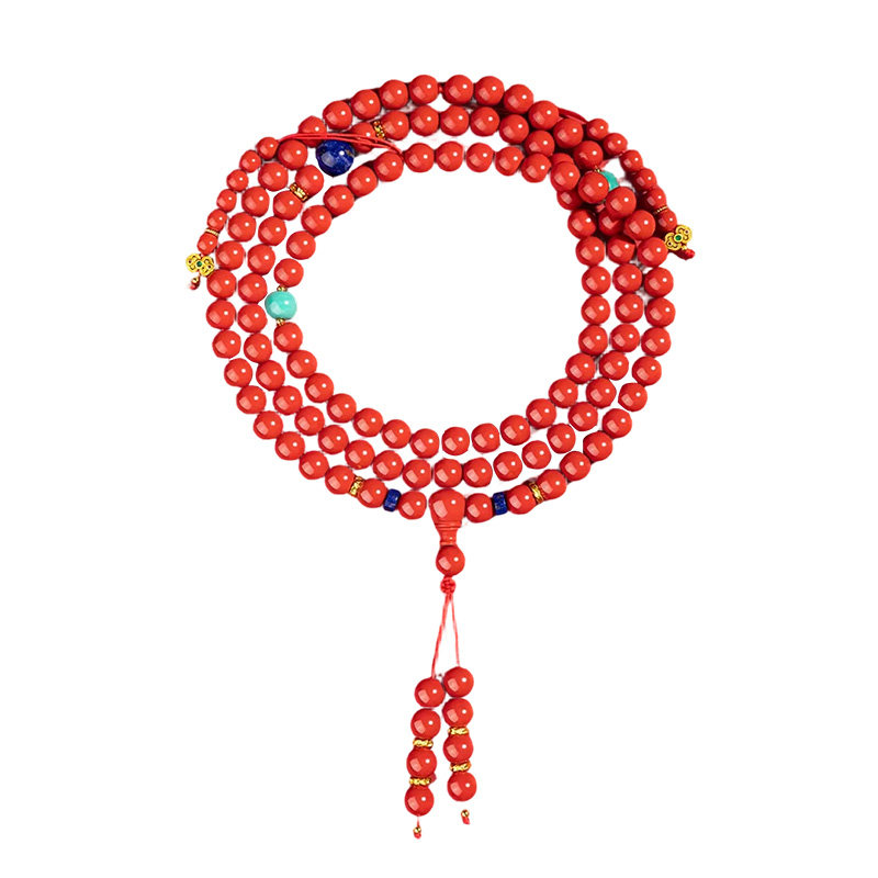 九华山天然朱砂青金石多圈手串男女安神静心本命转运正品景区直发