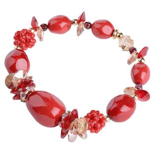 晶柜母贝珠手链女新款红色水晶手串女小众设计首饰本命年生日礼物