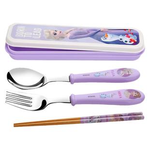 冰雪奇缘筷子勺子儿童套装餐具不锈钢小学生吃饭专用宝宝便捷叉子