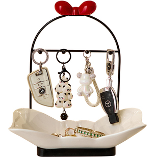 轻奢玄关置物架高级感入户进门口放钥匙挂收纳托盘摆件鞋柜装饰品