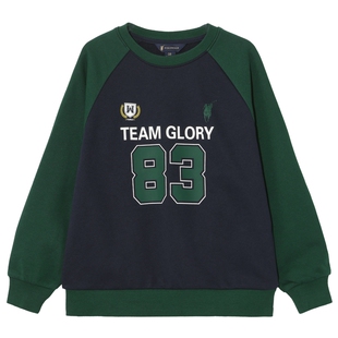 POLOWALK童装男童卫衣2026春夏新品圆领套头外套撞色休闲百搭上衣