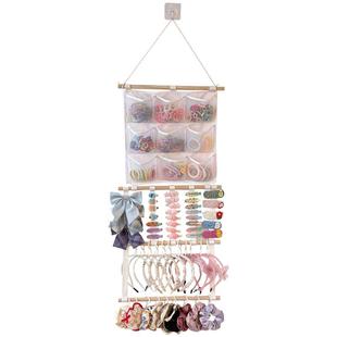 儿童发饰收纳神器壁挂饰品盒多层女童发圈头绳架发卡发夹门后挂袋