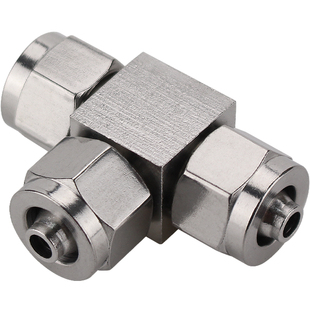 304不锈钢快拧三通变径带螺纹气管快速接头尼龙管四氟管软管锁母