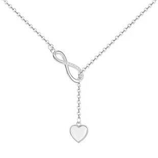 纯银毛衣链轻奢小众高级感玫瑰金项链贝母爱心女朋友GLYNNA格林娜