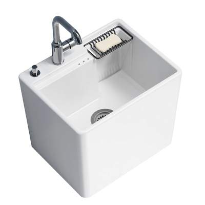 梦越拖布池陶瓷带冷热龙头孔室内