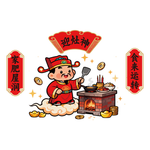 新年厨房防油贴纸防水耐高温乔迁装饰搬家用品灶台灶神财神墙贴画
