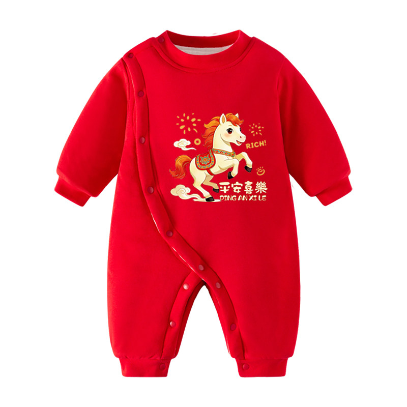 婴儿拜年服宝宝新年装加绒加厚