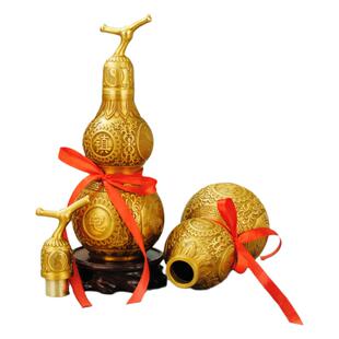 铜葫芦摆件中式客厅桌面送礼葫芦黄铜材质八卦图案小葫芦居家挂件