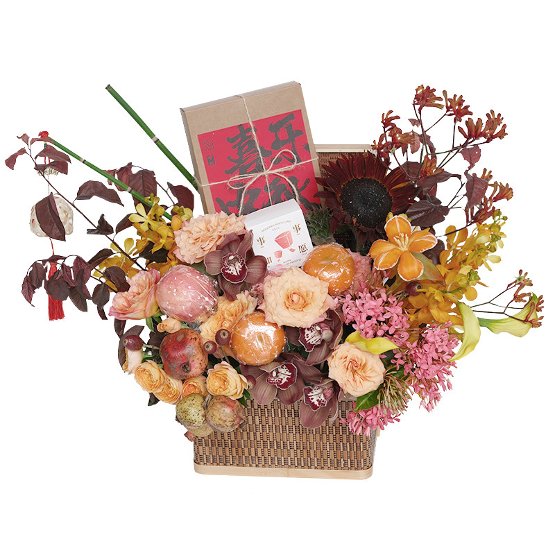 中秋节高档礼品月饼鲜花水果礼盒