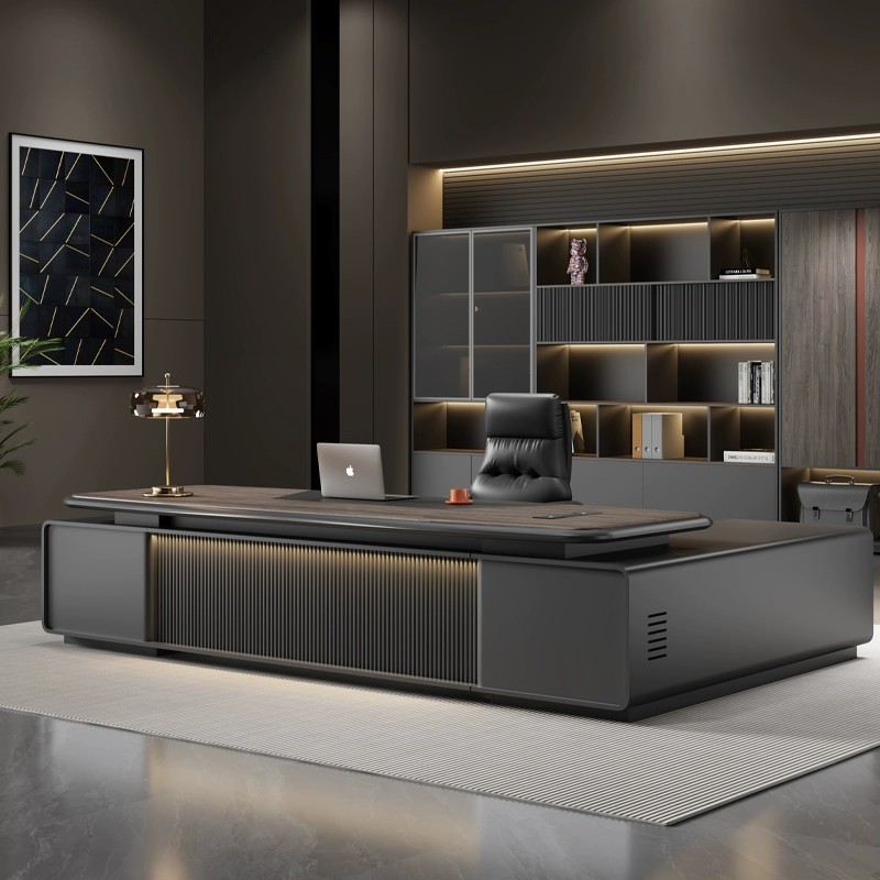 烤漆老板桌总裁董事长办公桌高级感大班台经理办公室桌椅组合家俱