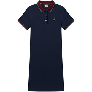 【宋佳明星同款】Hazzys哈吉斯连衣裙女夏时尚撞色POLO裙